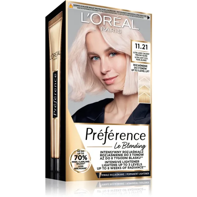 L’Oréal Paris Préférence Le Blonding Juuksevärv juuste blondeerimiseks varjund 11.21 Ultra light cool pearl blonde 1 tk
