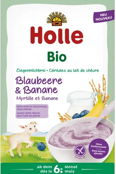 Piimapuder mustikate ja banaanidega beebidele alates 6 kuud, mahe