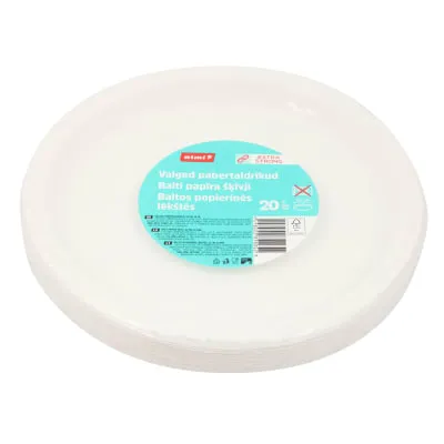 Papptaldrikud valged Rimi 22 cm 20 tk
