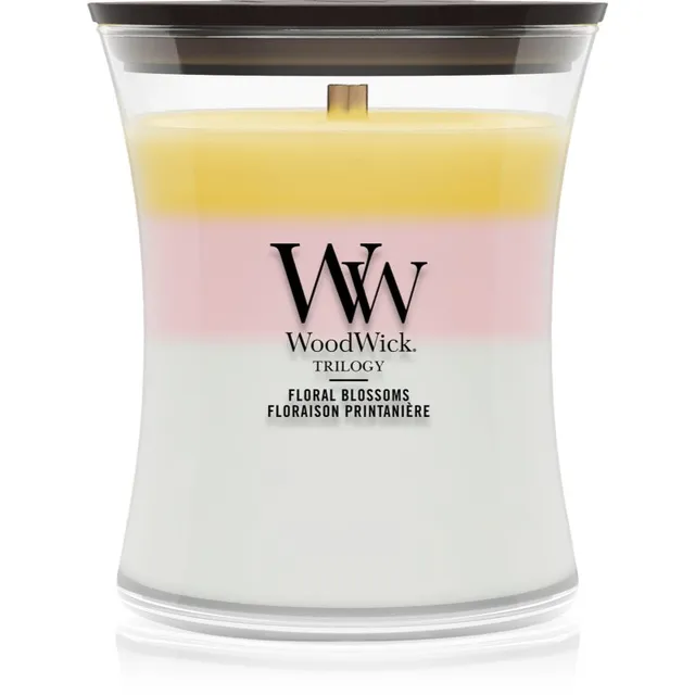 Woodwick Trilogy Floral Blossoms lõhnaküünal puidust taht 275 g