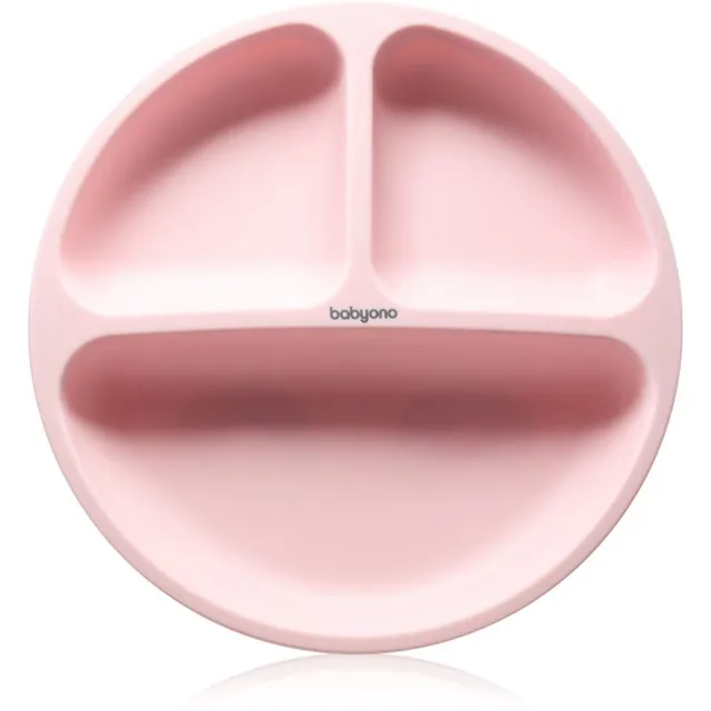 BabyOno Siilicone Plate 6m+ sektoriteks jagatud taldrik iminapaga Pink 1 tk
