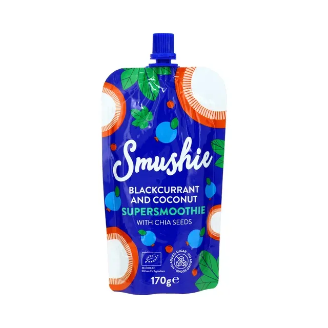 Ökoloogiline Mustasõstra-kookosesmuuti, SMUSHIE, 170 g