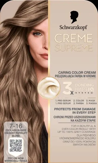 Schwarzkopf Crème Supreme 7-16 JAHE TUHKBLOND