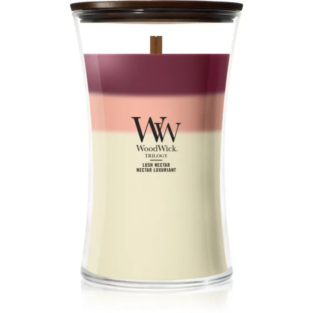 Woodwick Trilogy Lush Nectar lõhnaküünal puidust taht 610 g