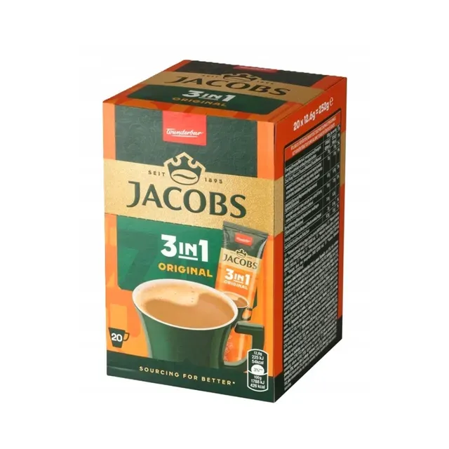Lahustuv kohvijook 3in1 Original (karp 20x12,6g), JACOBS, 252 g