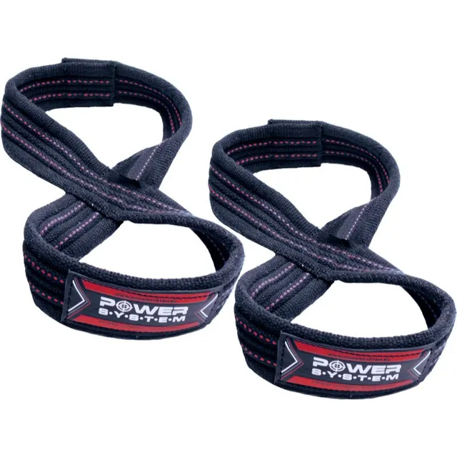 Power System Figure 8 Straps tõstmisrihmad treenimiseks värv Red L/XL 2 tk