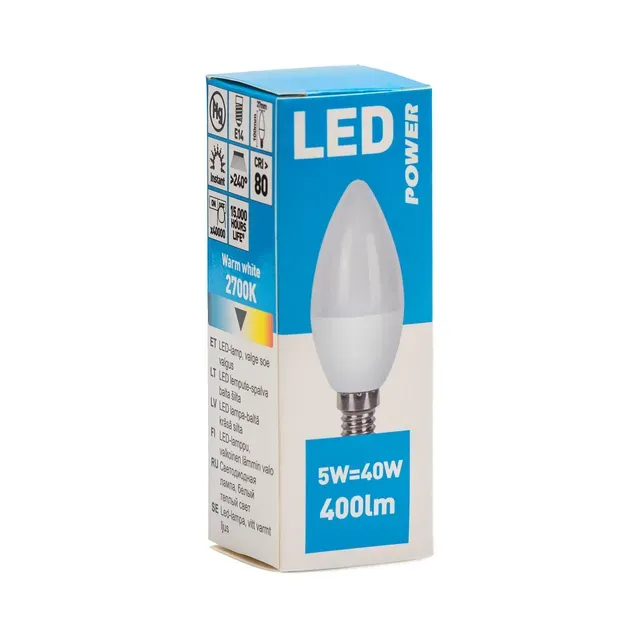 LED lamp küünal C38 400LM E14, POWER, 1 tk