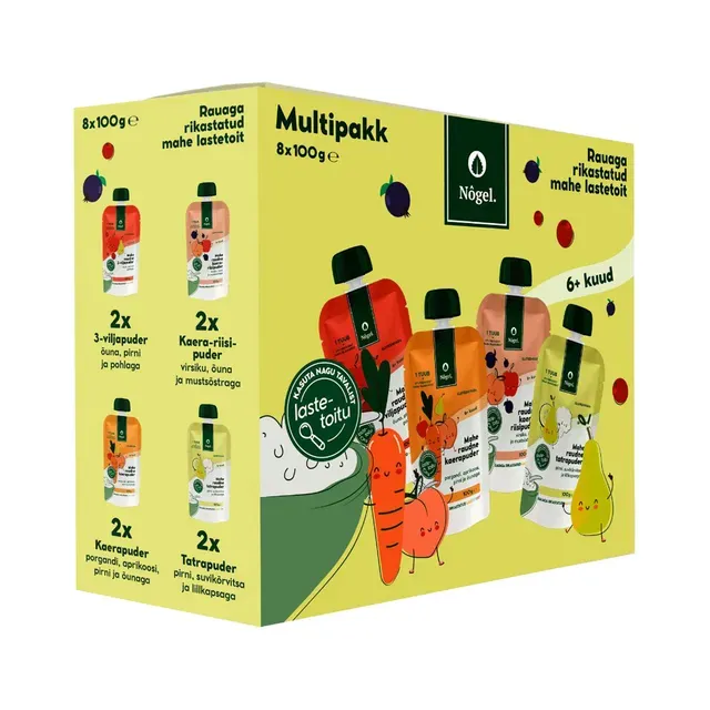 Multipakk: Tatrapuder, 3-viljapuder, kaera-riisipuder, kaerapuder, 8x 100 g, NÔGEL, 800 g