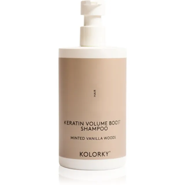 Kolorky Keratine Volume Boost Shampoo Volüümi lisav šampoon Minted Vanilla Woods 390 ml