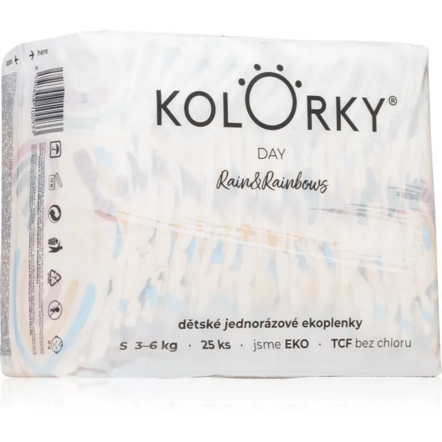 Kolorky Day Rain&Rainbow ühekordselt kasutatavad ökomähkmed suurus S 3-6 Kg 25 tk