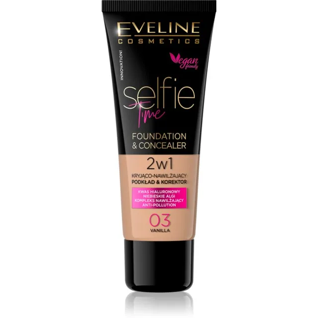 Eveline Cosmetics Selfie Time Jumestus- ja peitekreem kaks-ühes varjund 03 Vanilla 30 ml