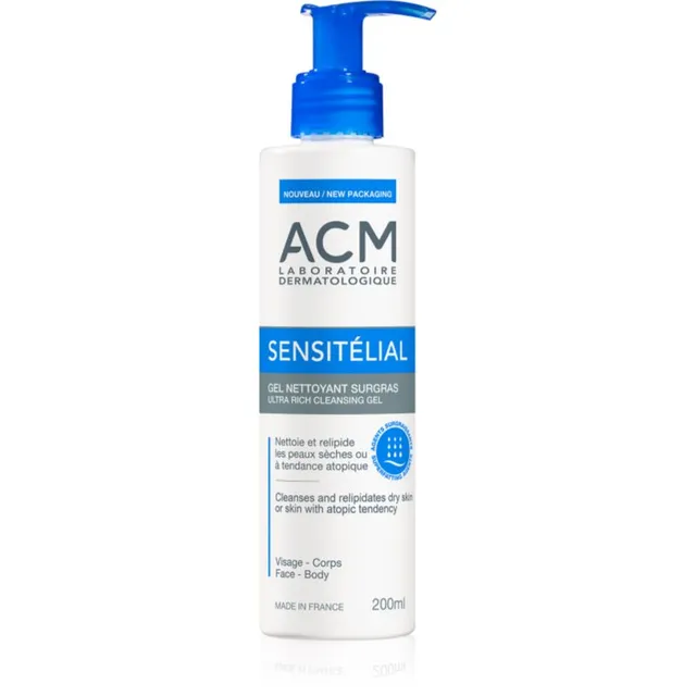 ACM Sensitélial Ultra Rich Cleansing Gel Niisutav ja puhastav geel kuivale ja atoopilisele nahale 200 ml