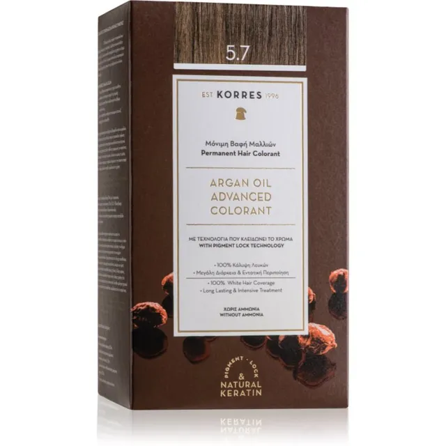 Korres Argan Oil Püsijuuksevärv argaaniaõliga varjund 5.7 Chocolate 50 ml