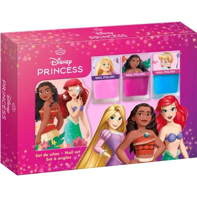 Disney Princess Nail Set Küünelakikomplekt lastele 3y+ Pink, Blue, Pink 3x4.5 ml