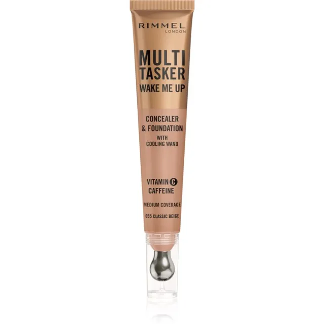 Rimmel Multi-Tasker Wake Me Up Jumestus- ja peitekreem sära andva efektiga varjund 55 Classic Beige 20 ml
