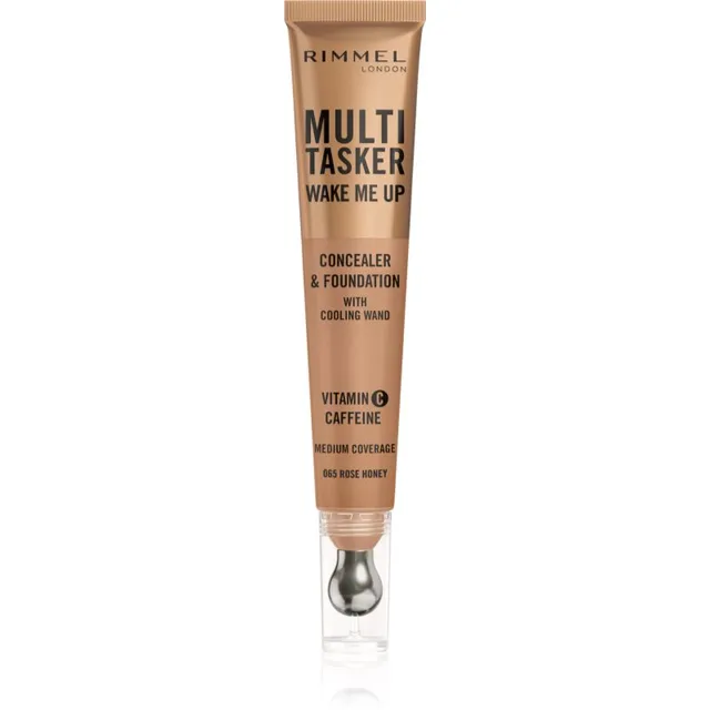 Rimmel Multi-Tasker Wake Me Up Jumestus- ja peitekreem sära andva efektiga varjund 65 Rose Honey 20 ml