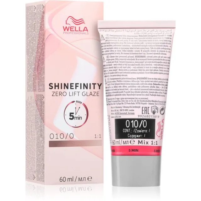 Wella Professionals Shinefinity Zero Lift Glaze poolpüsivärv (demi-permanent) varjund 010/0 Lightest Blonde Natural 60 ml