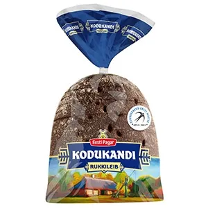 Kodukandi rukkileib 1/2 viilutatud, EESTI PAGAR, 390 g