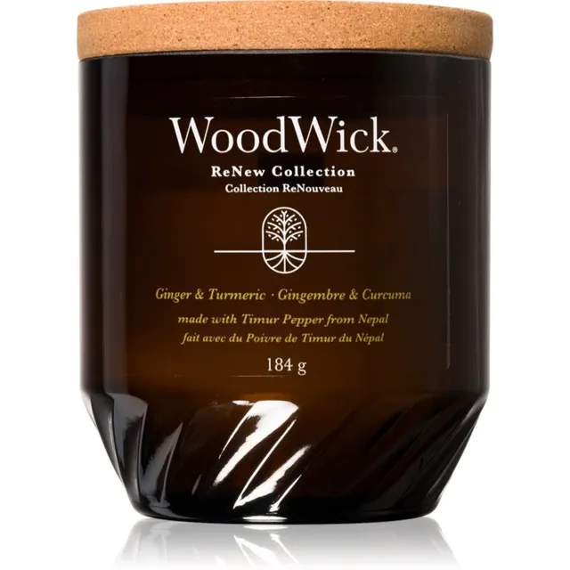 Woodwick Ginger & Turmeric lõhnaküünal puidust taht 184 g