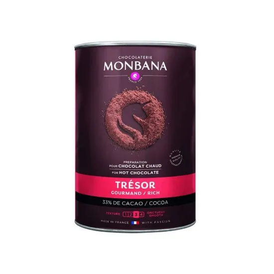 Monbana Tresor kuum šokolaad 33% kakaod suur purk 1kg