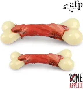 Mänguasi närimiskont koerale, peekonimaitseline, Nylon & Rubber Mix Bone - Bacon Flavor Infused (AFP - Bone Appetit)