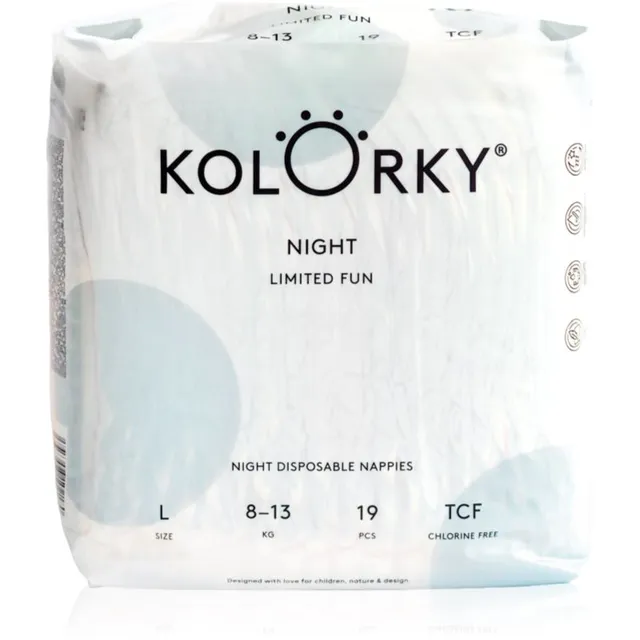 Kolorky Night Limited Fun ühekordsed mähkmed öö suurus L 8-13 kg 19 tk