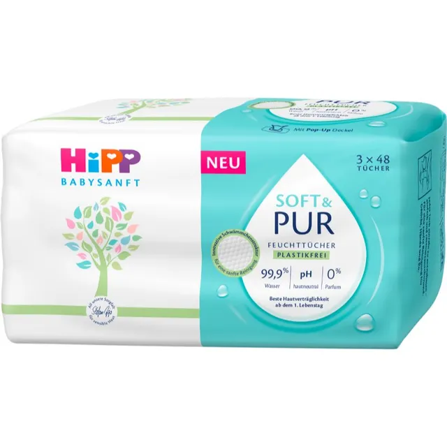 Hipp Soft & Pur Niisked puhastusrätikud lastele sünnist alates 3x48 tk