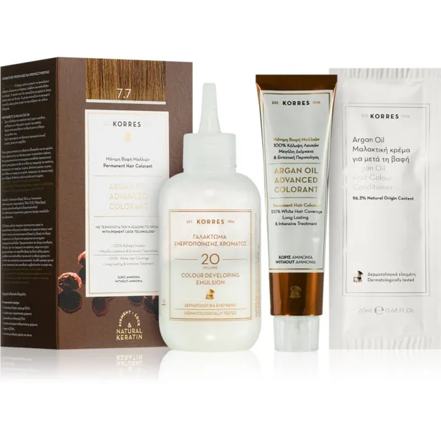 Korres Argan Oil Püsijuuksevärv argaaniaõliga varjund 7.7 Mocha 50 ml