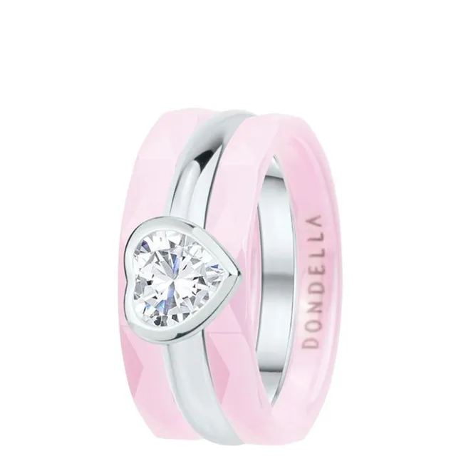 DONDELLA Ceramic Diamond Heart Ring 2 (8mm) 16