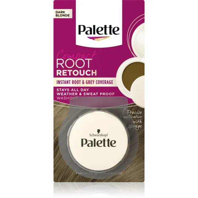 Schwarzkopf Palette Compact Root Retouch Juuksekasvu ja hallide juuste korrigeerija puudriefektiga varjund Dark Blonde 3 g