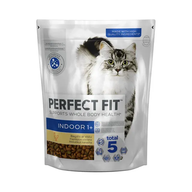 Täistoit. Kuivsööt tubasele kassidele kanalihaga, PERFECT FIT, 750g