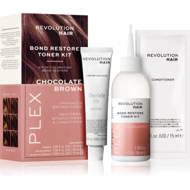Revolution Haircare Plex Bond Restore Kit komplekt juuksevärvi elavdamiseks varjund Chocolate Brown 1 tk