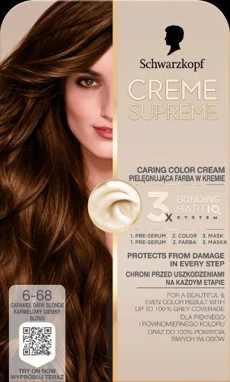 Schwarzkopf Crème Supreme 6-68 HELE KARAMELLPRUUN