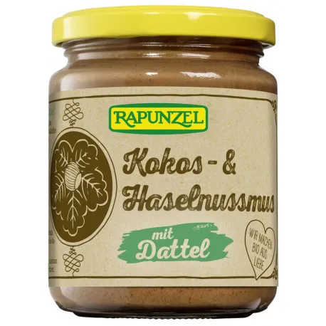 Kookose ja sarapuupähklite kreem datlitega, ökoloogiline