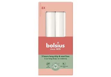 Lauaküünalde komplekt BOLSIUS,valge 8tk