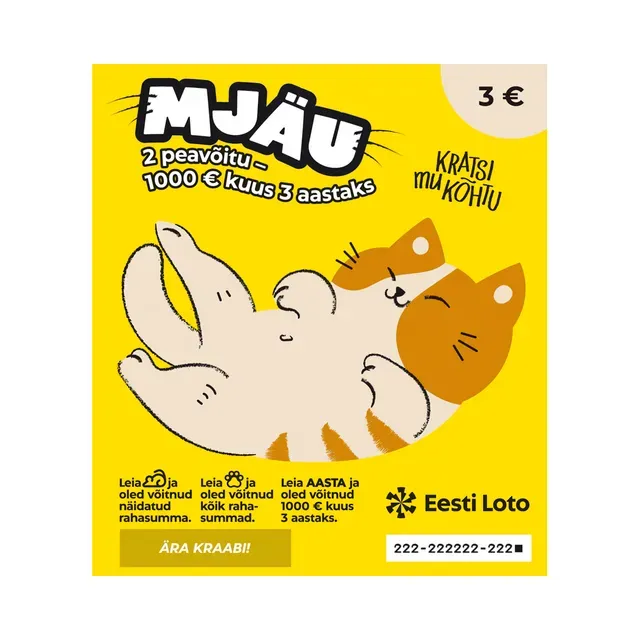 Eesti Loto Kiirloterii Mjäu, 1 tk