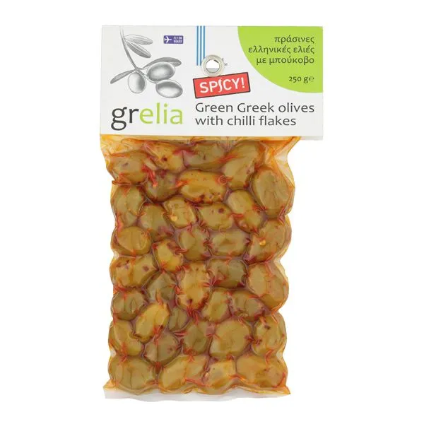 Rohelised Kreeka oliivid tšilliga 250g Kreeka