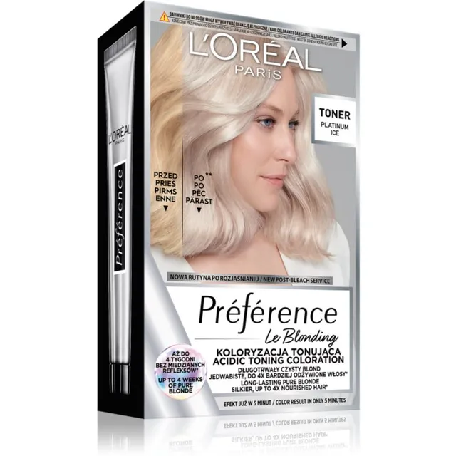 L’Oréal Paris Préférence Le Blonding Toner happeline toonija messingitoone neutraliseeriv varjund Platinum Ice 1 tk