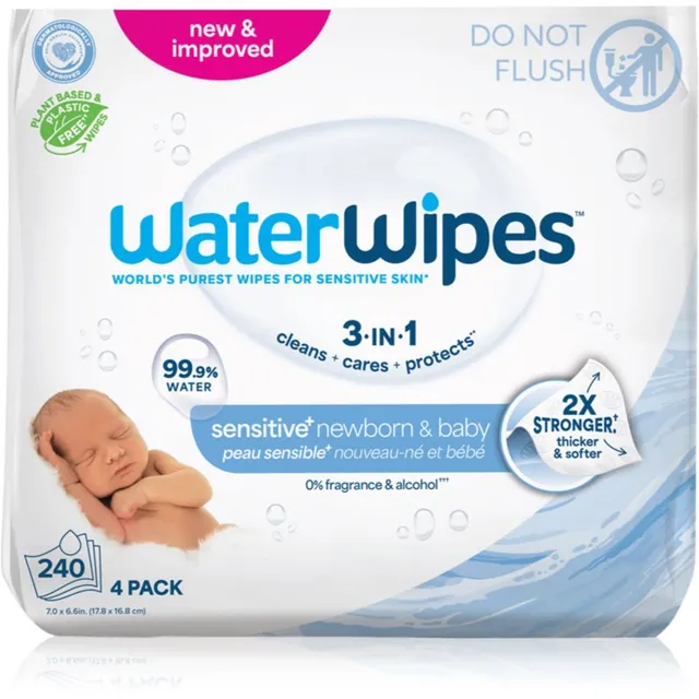 WaterWipes Baby Wipes 4 Pack Õrnad niisked salvrätikud beebile 4x60 tk
