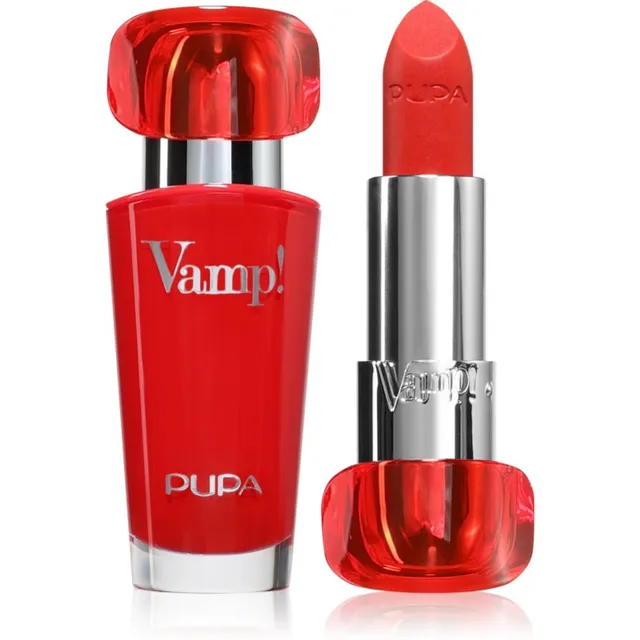 PUPA Milano Vamp! Luminous Lipstick Huultele täidlust andev huulepulk varjund 304 Red Flame 3.5 g