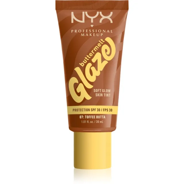 NYX Professional Makeup Buttermelt Glaze Tooniv ja sära andev vedelik SPF 30 varjund 07 toffee Butta ml