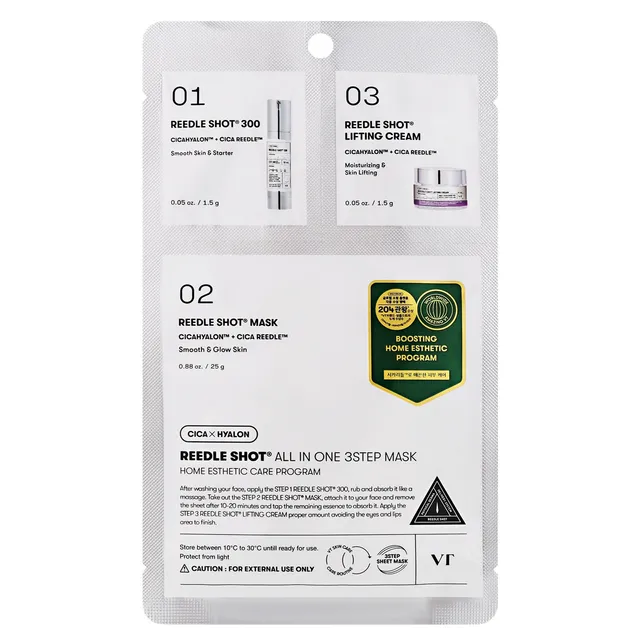 VT COSMETICS Cica X Hyalon Reedle Shot All In One 3step Sheet Mask 28g