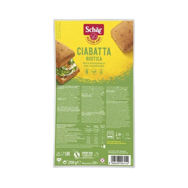 Ciabatta Rustica eelküpsetatud mitmeviljasaiake, DR.SCHÄR, 200 g