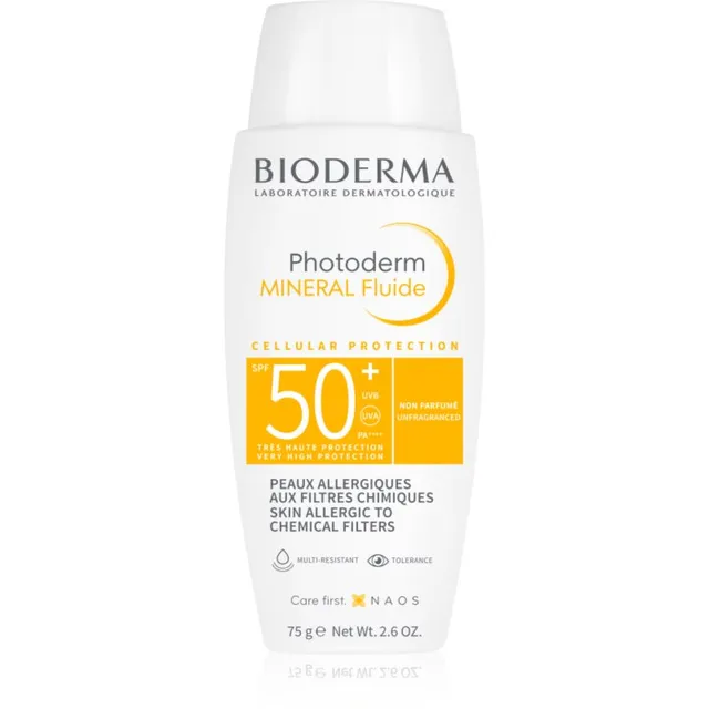 Bioderma Photoderm Mineral Fluid Päikesekaitsevedelik ilma keemiliste filtriteta SPF 50+ 75 g