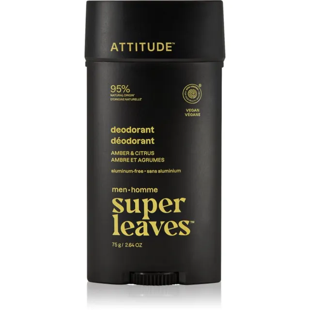 Attitude Super Leaves Men Deodorant Deodorant ei sisalda alumiiniumi meestele Amber & Citrus 75 g