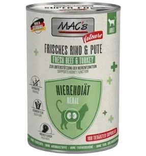 MAC's Vetcare RENAL värske veise- ja kalkunilihaga, neerutalitlust toetav konserv KASSILE, konservipurgis