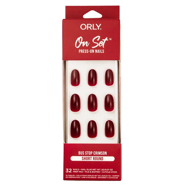 ORLY Press-On Nails Bus Stop Crimson Tips 32pcs