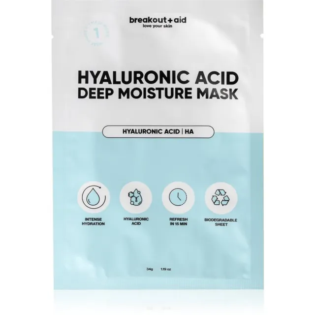 breakout + aid Hyaluronic Acid Deep Moisture Mask Niisutav näo lehtmask hüaluroonhappega 34 g