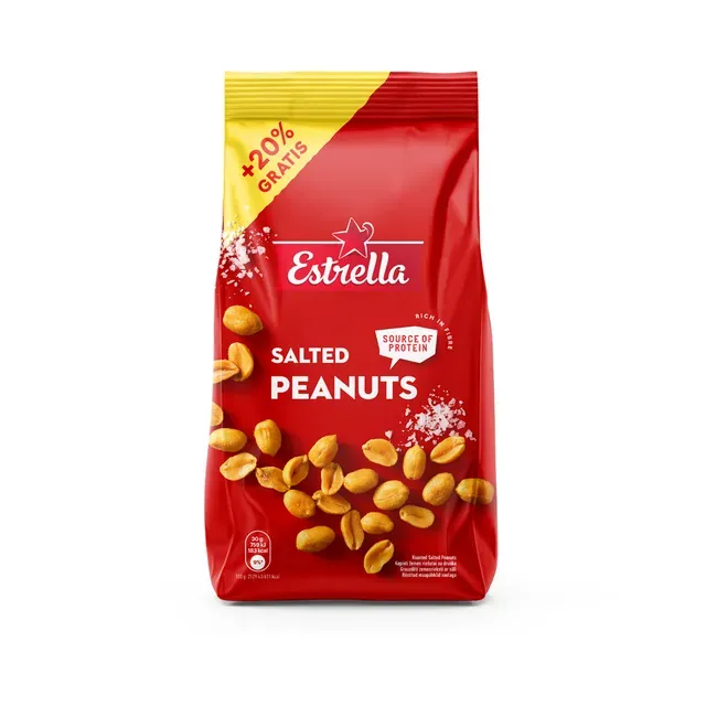 Maapähklid soolaga, röstitud, ESTRELLA, 500g