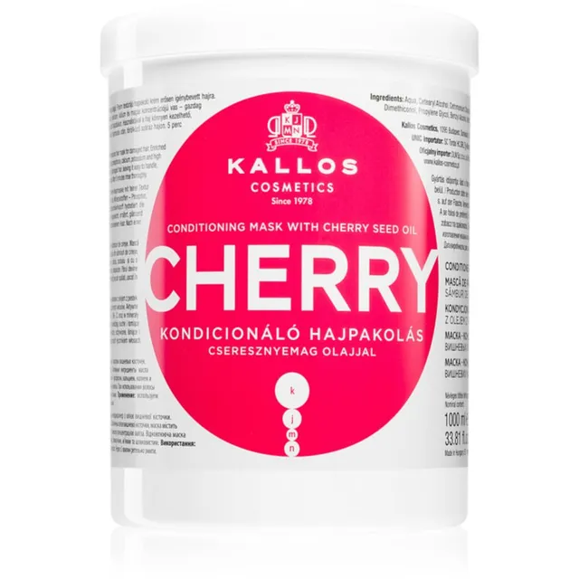 Kallos KJMN Professional Cherry Niisutav mask kahjustatud juustele 1000 ml